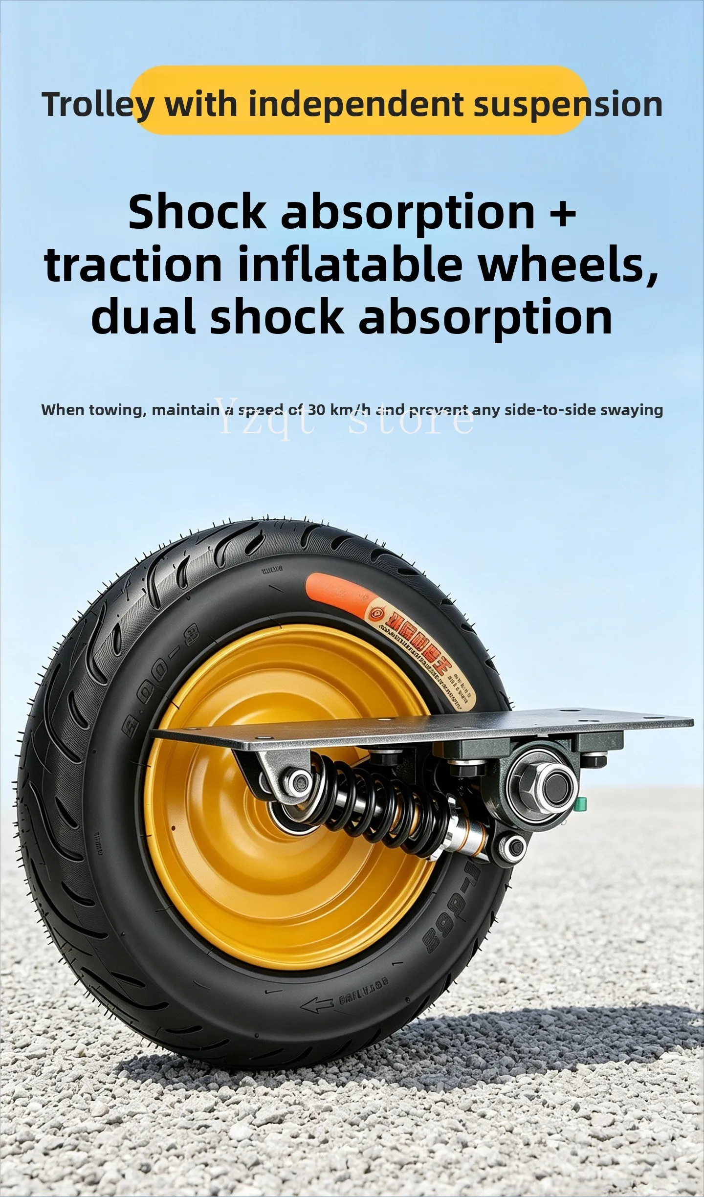 trolley, flatbed, shock absorber, inflatable wheel, solid wheel, universal wheel, independent suspension, oil damping