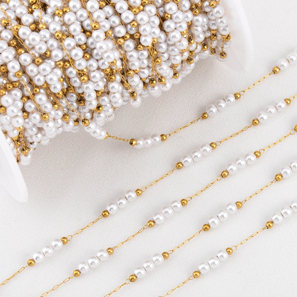 

1Meter Stainless Steel 3mm Pearl Chains Beads Chains for Handmade DIY Necklace Bracelet Jewelry Making Accessories Ball Chains