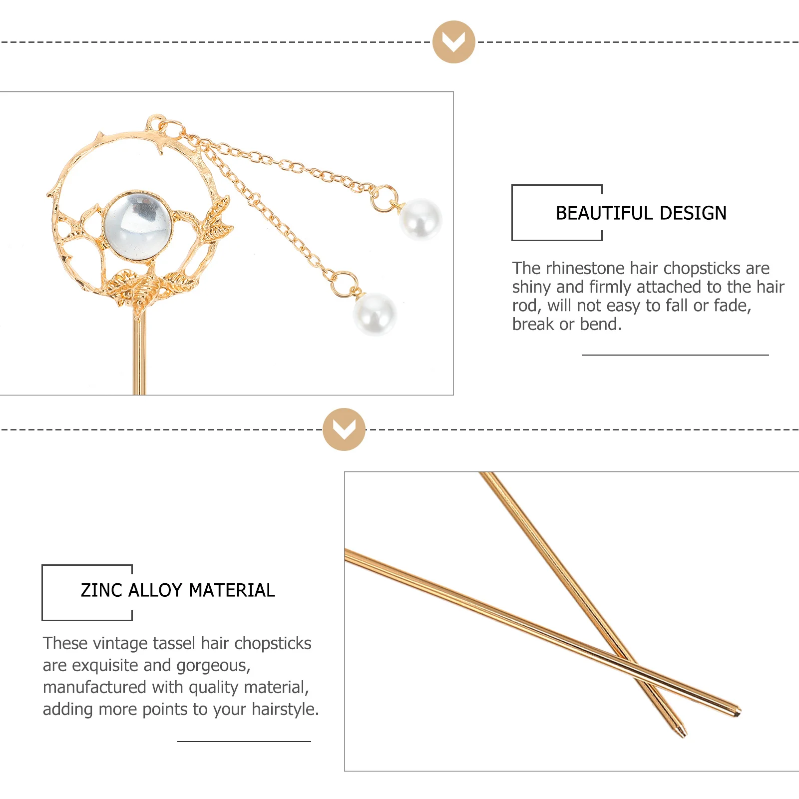 

2Pcs Rhinestone Hair Chopsticks Chinese Ancient Tassel Hairpins Unique Charm Temperament Award Ceremony Chinese Hair Chopsticks