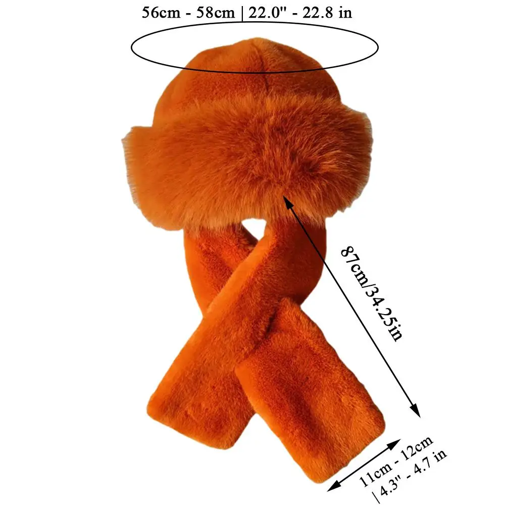 2 قطعة مجموعة وشاح القبعة أفخم قبعة دافئة ووشاح فو الفراء رقيق البلوز قبعة يندبروف رشاقته الرقبة التفاف غطاء قبة الرقبة أدفأ #6