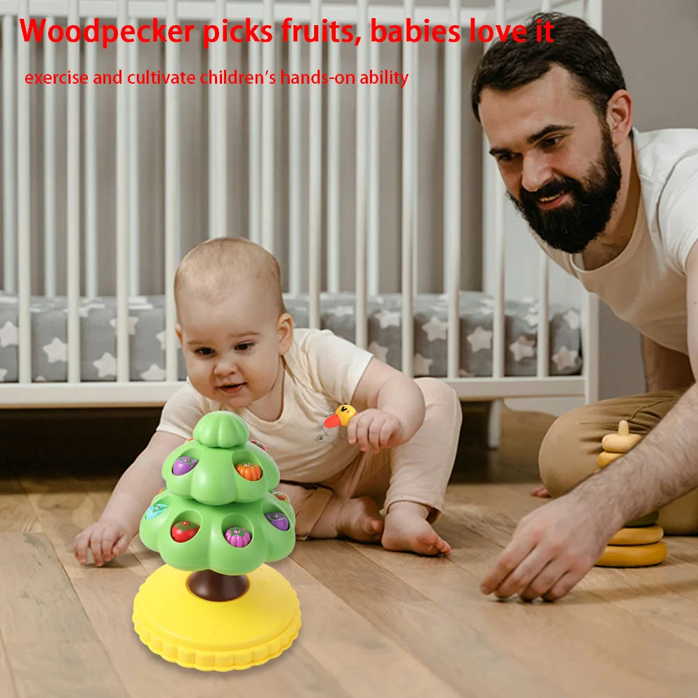 Magnetic Woodpeckers Pick Fruit Trees Fishing Dish Easy Rotating-Woodpecker Picking Fruit Trees Colorful Early Educational