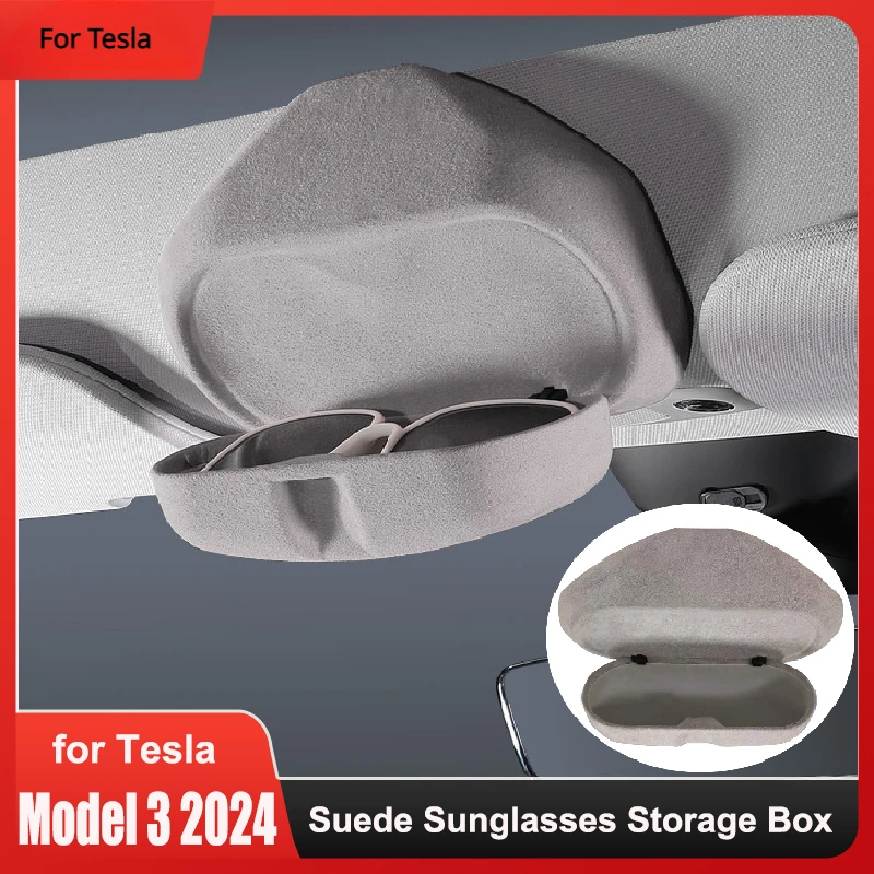 

Suede Sunglasses Case For Tesla Model 3+ Highland 2024 Glasses Holder Protective Storage Box Organizer New Model3 Accessories