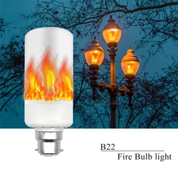 B22 2835SMD LED lamp Flame Effect Fire Light Bulbs 5W Flickering Emulation Flame Lights AC85-265V