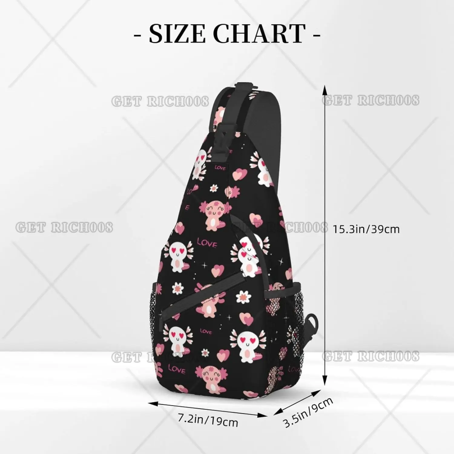 Cute Animal Axolotl Sling Bag Crossbody Backpack Hiking Travel Daypack Chest Bag Lekka torba na ramię dla kobiet mężczyzn na co dzień