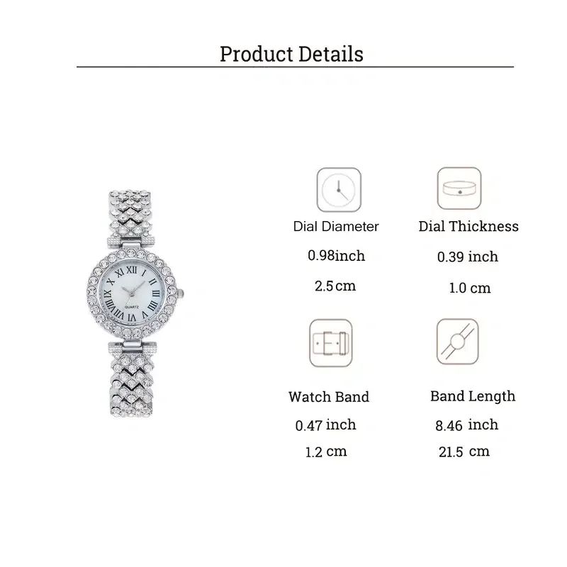 Watch for women Rhinestone Watch + Jewelry Set 6pcs/set Fancy Women Watches Jewelry Sophisticated And Stylish Women Watch