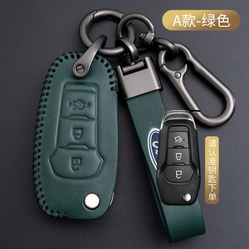 Car Key Cover For Ford Escort Focus Ecosport Mondeo Kuga Edge Territory Escape Pure Handmade Car Key Case Car Accessories