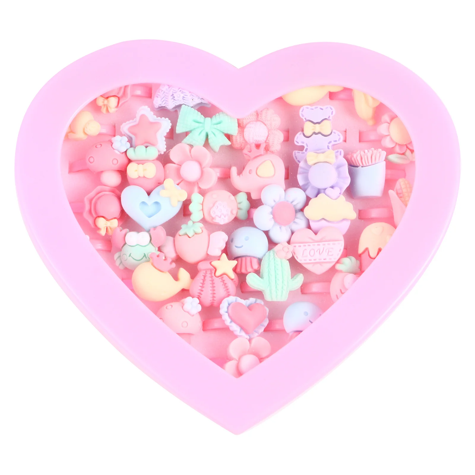 Conjunto de anéis para crianças, presente para meninas, joias, brinquedos, anéis infantis, adorável, desenho animado, dedo pequeno