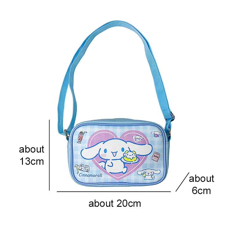 Anime Sanrio Cinnamoroll Kuromi My Melody Pu Waterproof Slung Shoulder Bag Storage Small Square Bag Cute Cartoon Birthday Gifts