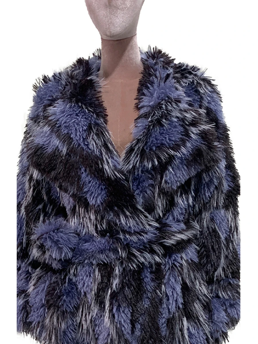 الخريف الشتاء طويل فضفاض ملون متعدد الألوان سميكة الدافئة لينة شعر أشعث فو الثعلب معطف فرو المرأة أنيقة فروي معطف 2025 #5
