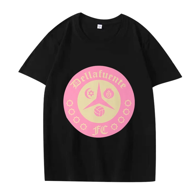 

Dellafuente Logo Gold & Pink Graphic T Shirt men ’s women Oversized 100% Cotton streetwear short sleeve Summer print Unisex tops