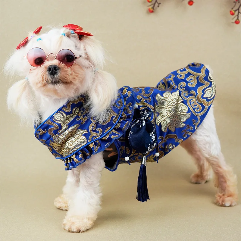 Pet New Year Clothing, Chinese New Year Celebration Lucky Bag, Tang Dynasty Qipao, Small and Medium sized Dog Teddy