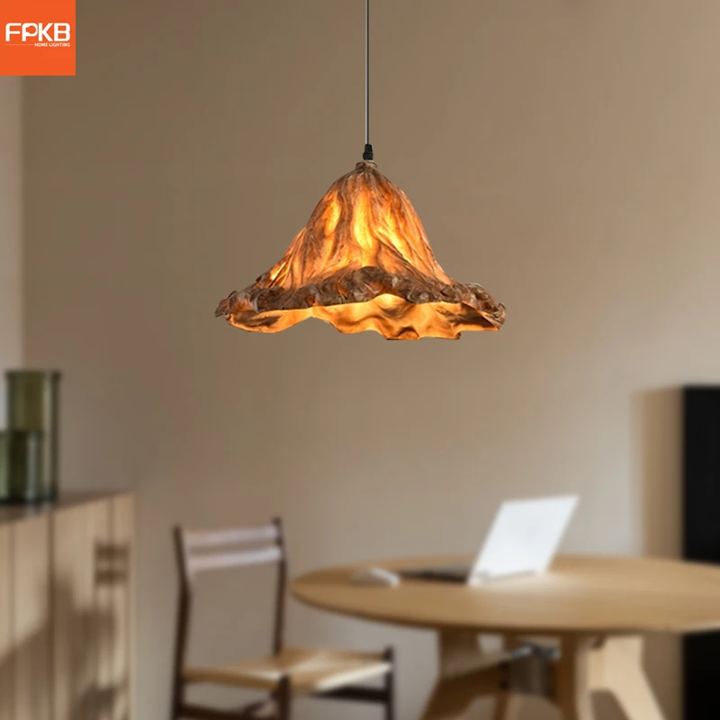 

New Chinese retro lotus leaf chandelier creative personality art restaurant bar light zen tea room wabi sandy wind antique lamp