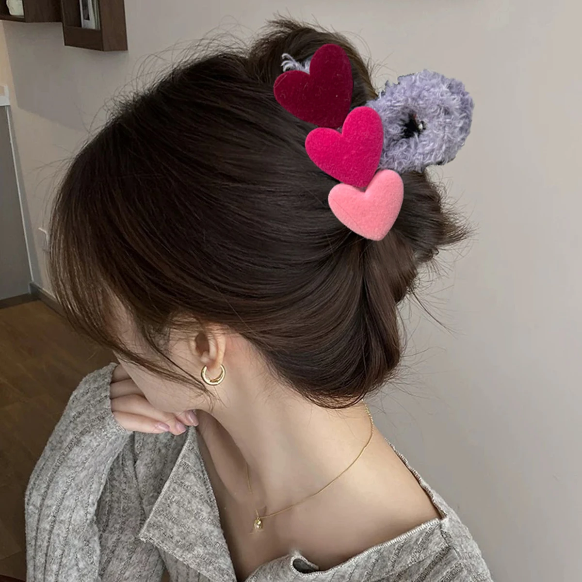 

AWAYTR 1 Pc Women's Hair Clips Barbie Heart Sweet Cool Cute Hair Claws Metal Fashion Trendy Versatile Hair Accessories Girl