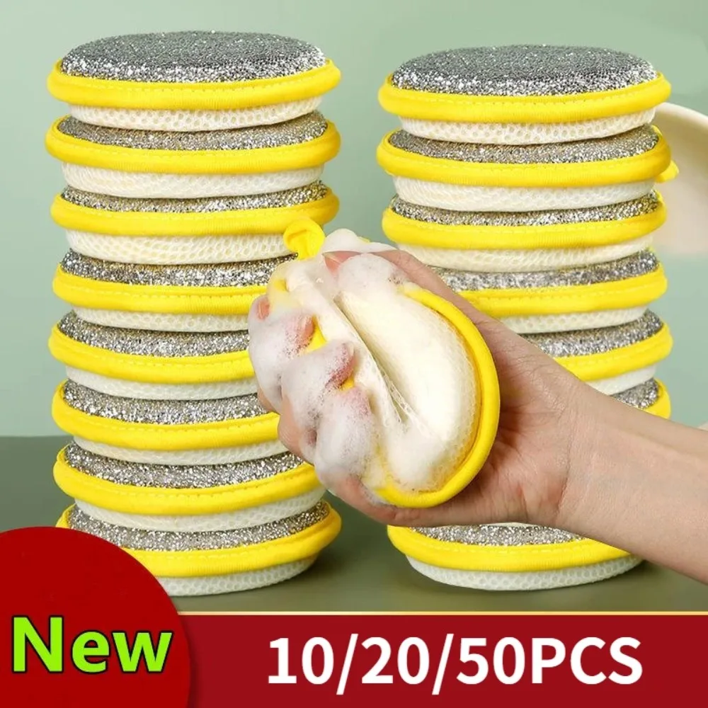 10PCS Double Side Dishwashing Sponge Dish Washing Brush Pan Pot Dish Wash Sponges Household Cleaning Reusable Kitchen Tool