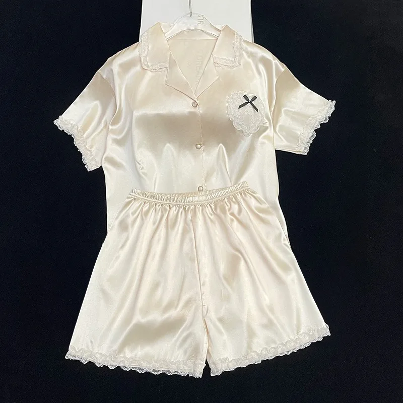 

Women's Spring and Summer Thin Pajamas Cardigan Can Be Worn Outside Loungewear Suit