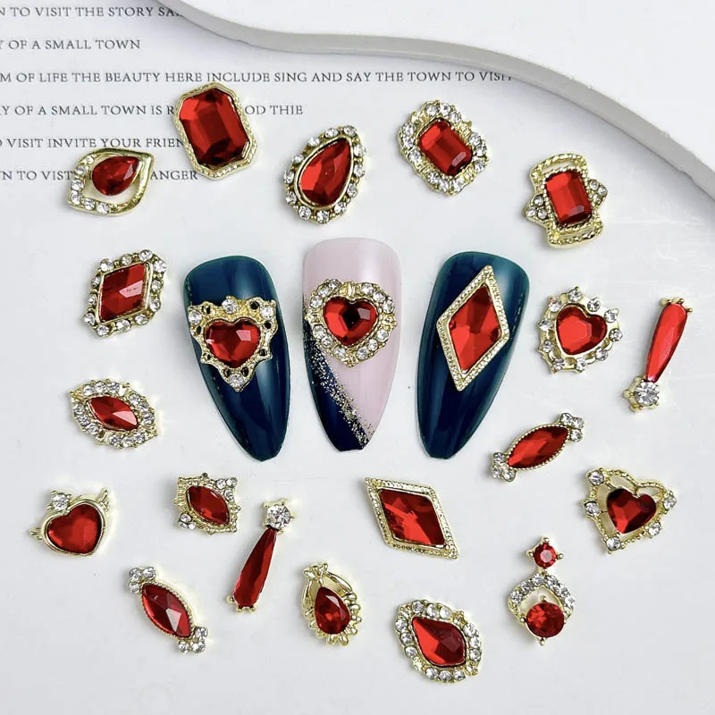 10PCS 3D Luxury Alloy Nail Art Charms Jewelry Parts Gem Stone Accessories For Nails Decoration Manicure Decor Supplies Crafts