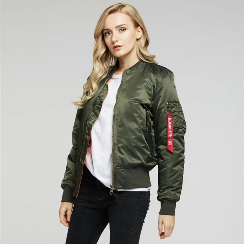 New DAFEILI Winter Autumn MA1 Bomber Jacket Women Military Tactical Thick Padded Coat Aviator Pilot Girls Baseball Bomber Jacket