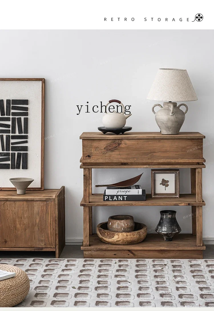 Tqh Vintage Sideboard Storage Rack Solid Wood Small Apartment Home Country Style Locker