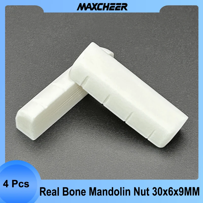 4Pcs Real Bone Nut for Mandolin 30x6x9MM R400 Spacing 7MM Mandolin Nut Parts for Mandolin