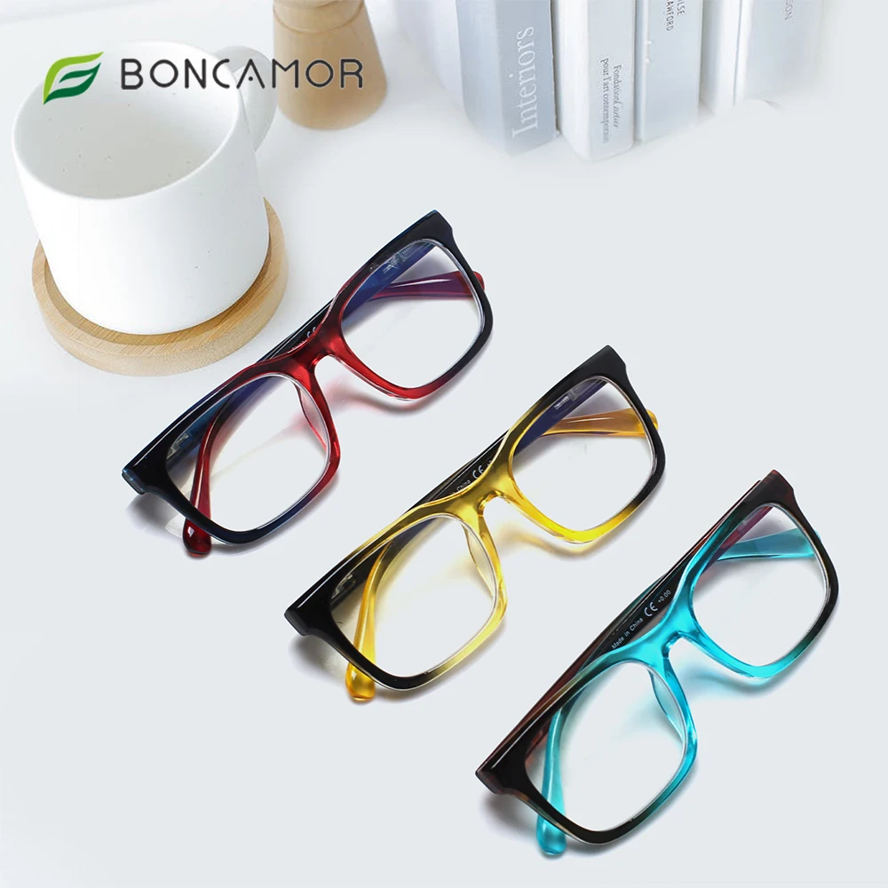 

Boncamor 2022 New Reading Glasses Blue Light Blocking Men Women with Spring Hinge Computer Goggles Anti UV Decorative Eyeglasses