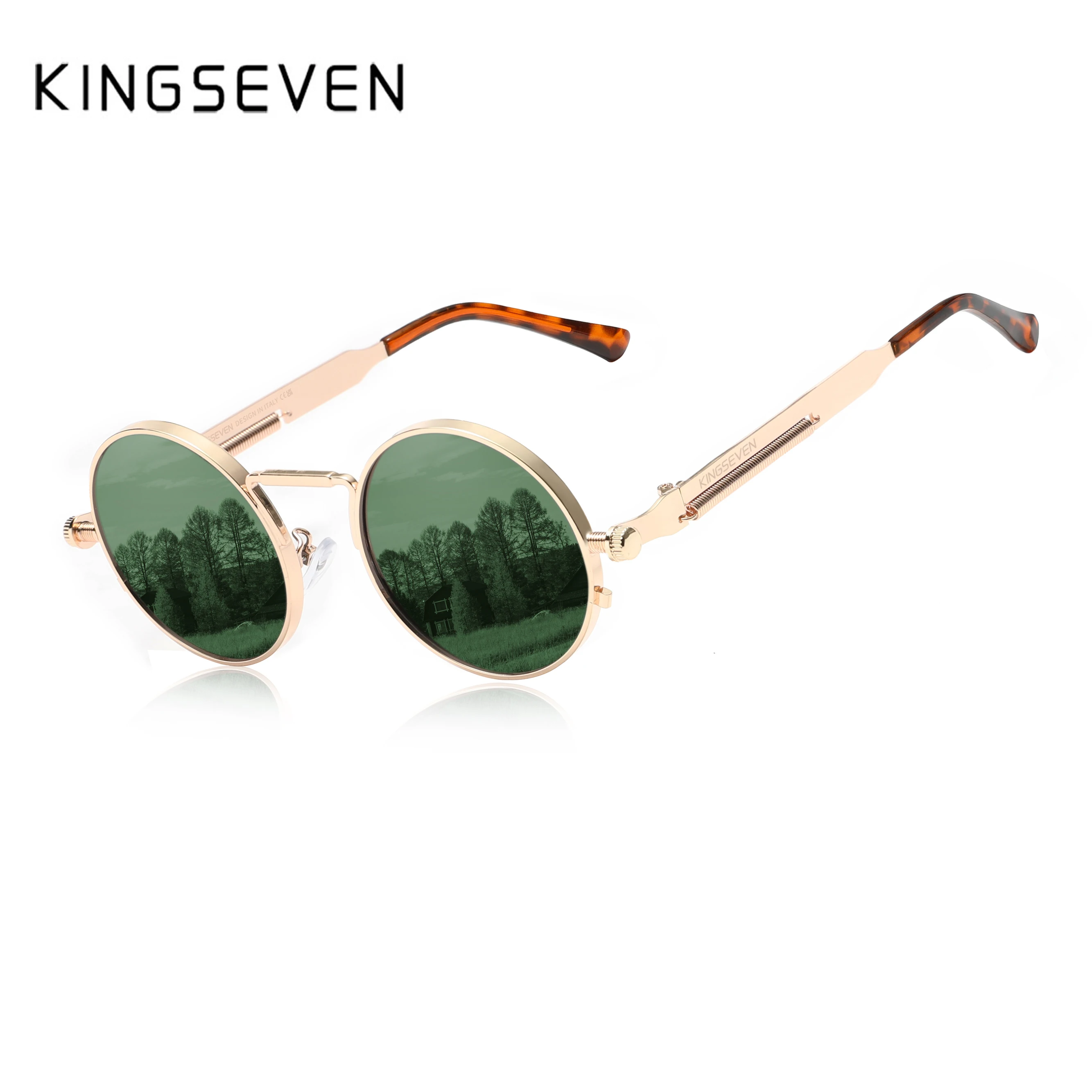 KINGSEVEN Round Retro Vintage Gothic Steampunk Sunglasses Polarized Men Women Sun Glasses Leisure UV 400