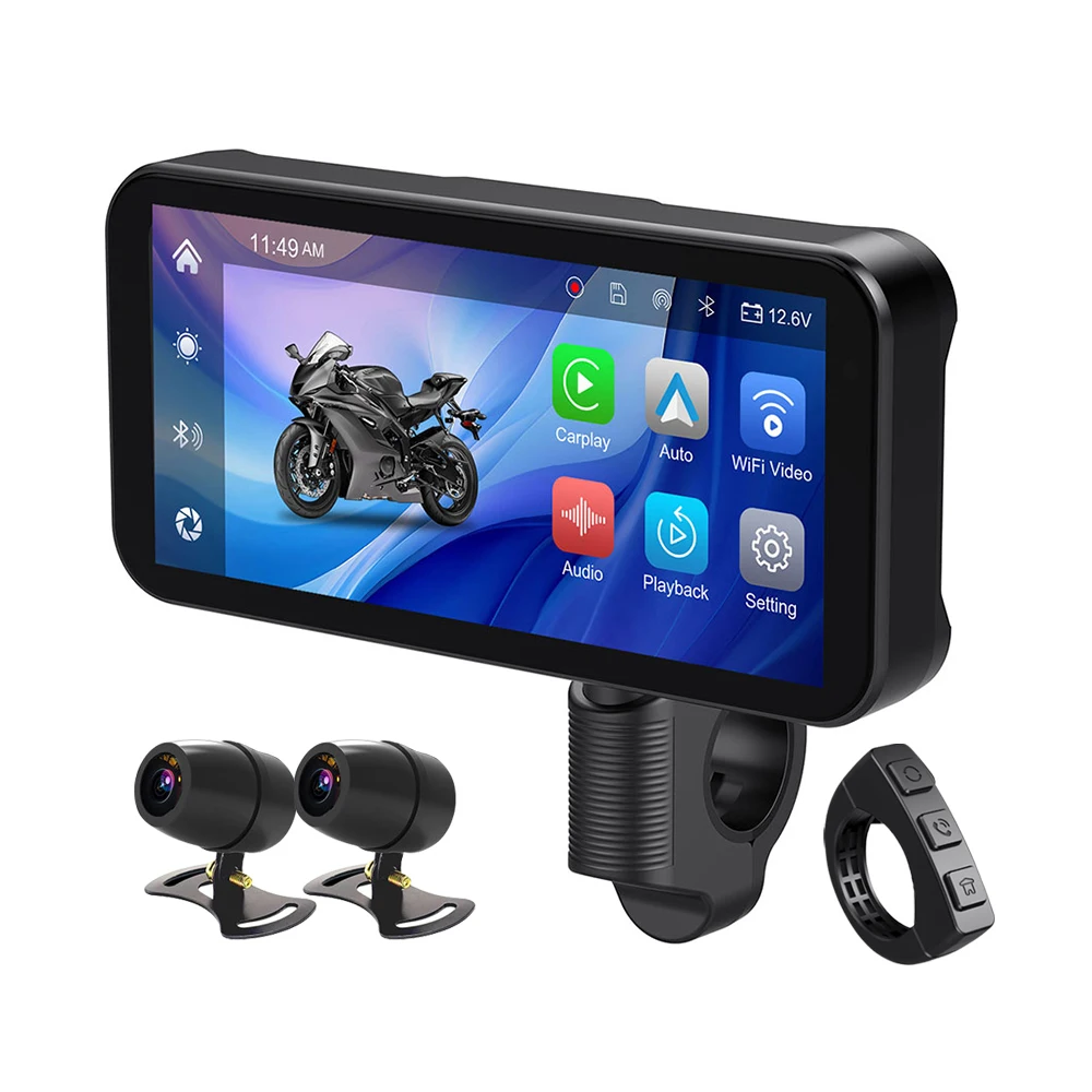 IP67 Waterproof Motorcycle Navigation With DVR HD Multi Language Support And Voice Control Automatically Adjust Brightness Tpms