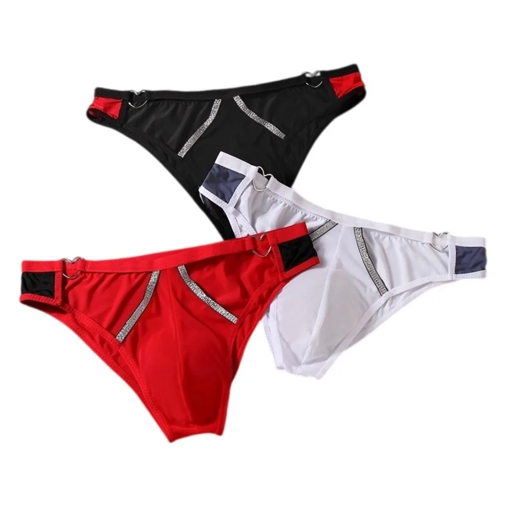Herren-Dessous, Herren-Triangel-Slips, mit Herz-Muster, mit Gürtelriemen, mittelhohe Taille, dünne Herren-Slips, große Größen, atmungsaktive Unterwäsche für Herren. – Detail 2