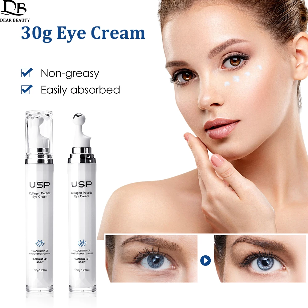 30g Collagen Peptide Eye Cream Remove Fine Lines Dark Circles Eye Bags Massager Roller Brightening Whitening Eye Cream Serum