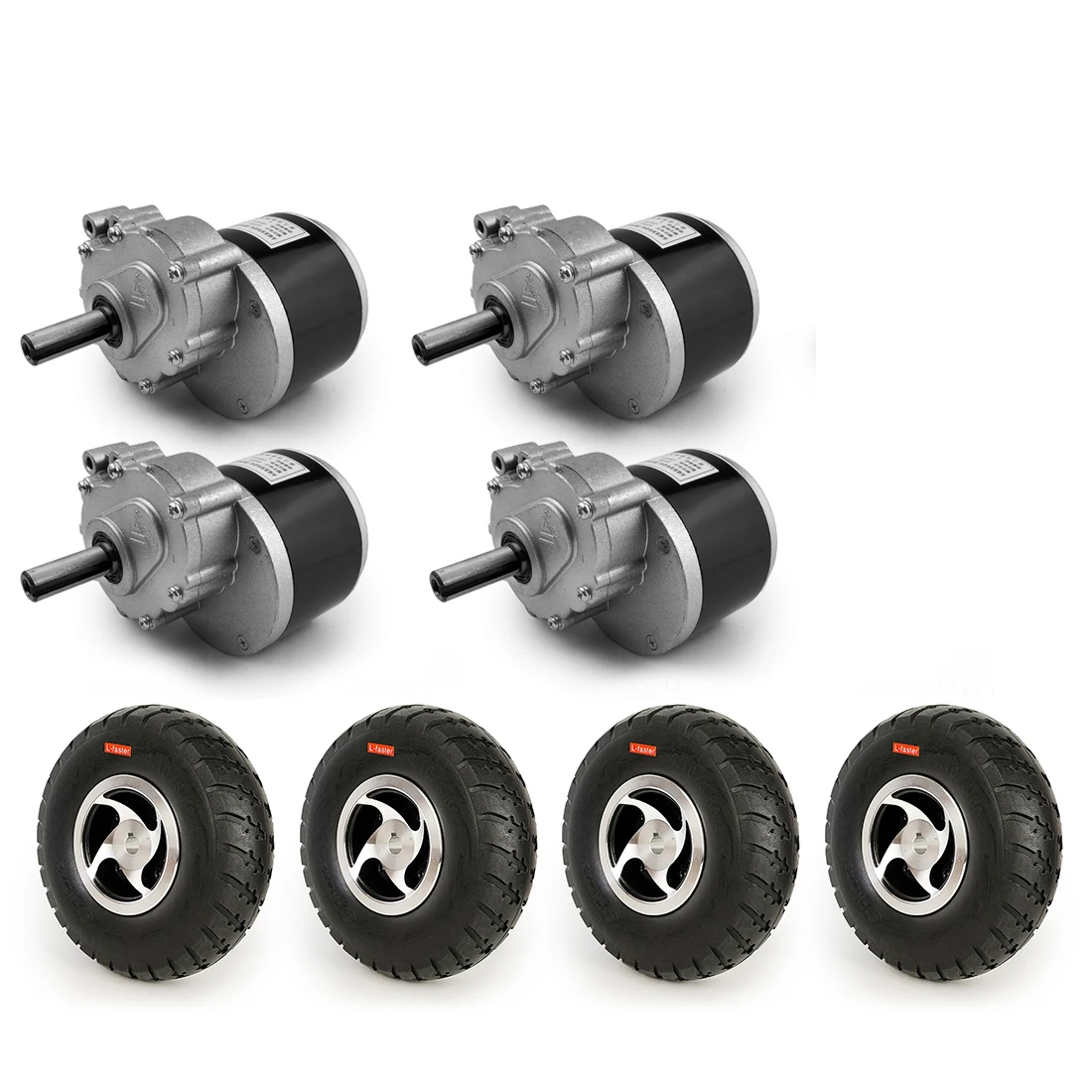 

L-faster 10 Inch Wheel 24V 1000W Dual Drive Motor Kit 4.10/3.50-4 Solid Tire 4WD Remote For Electric Cart Bike