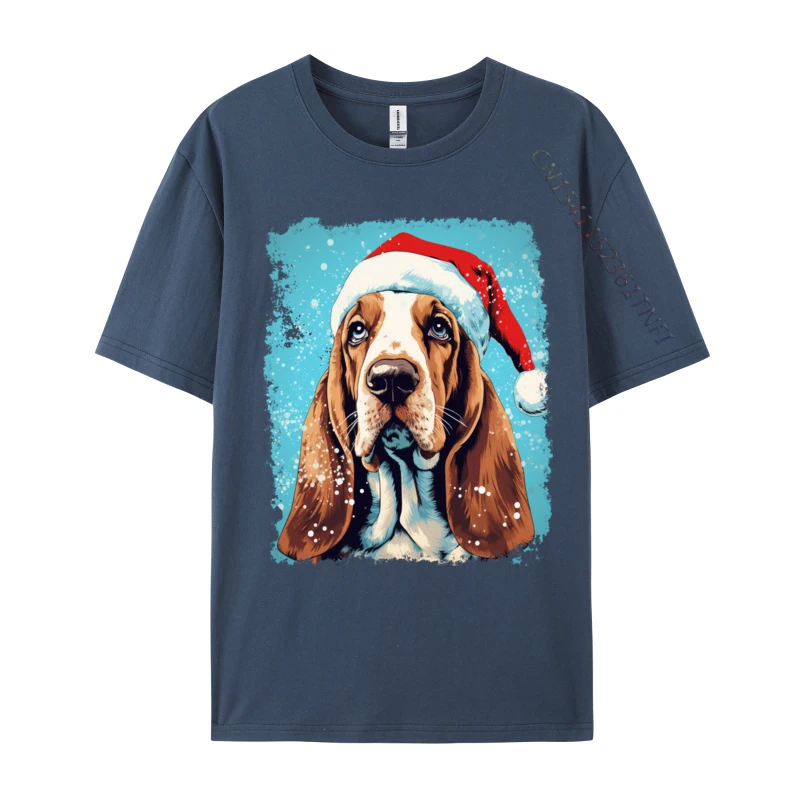 Christmas Dog Basset Hound T-Shirt Fashion Tops Tee Tops Hipster Male T Shirts Funny Cool Tee Streetwear Man