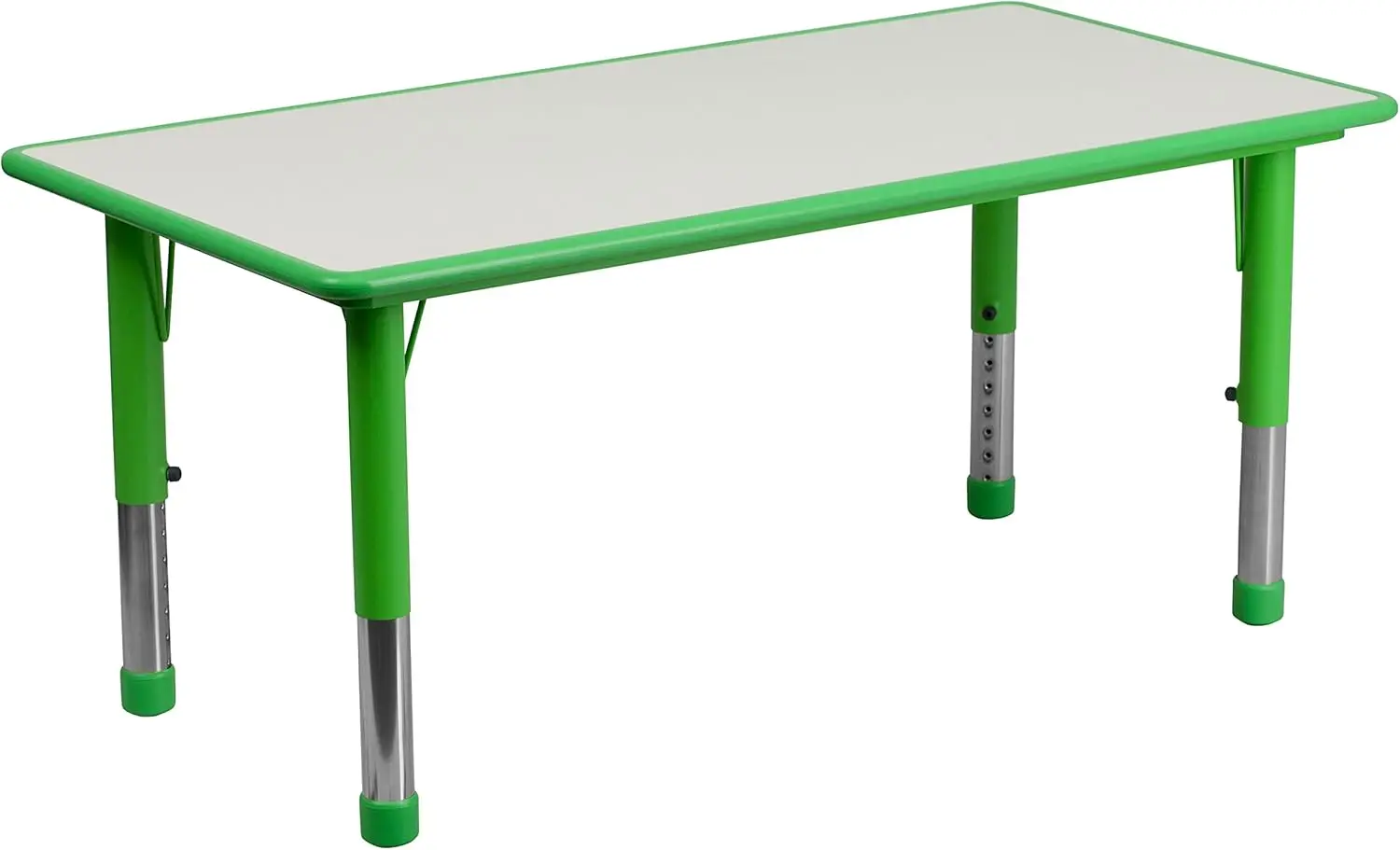 Tabela de atividades de plástico ajustável Wren com parte superior cinza, 23,625 ''W X 47,25' 'L, verde, altura plástica