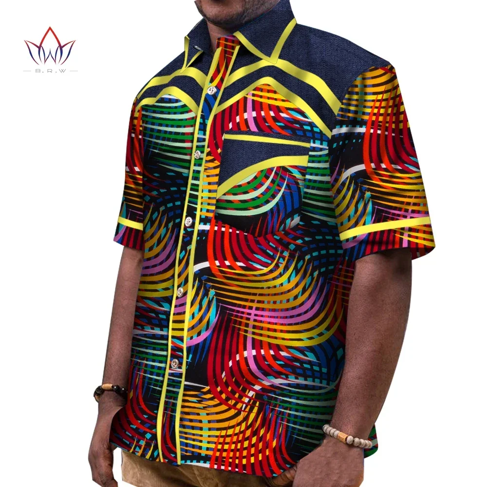 Ropa africana de primavera para hombre, camisa de manga corta Dashiki para hombre, camisas informales ajustadas, ropa de marca 6XL WYN436