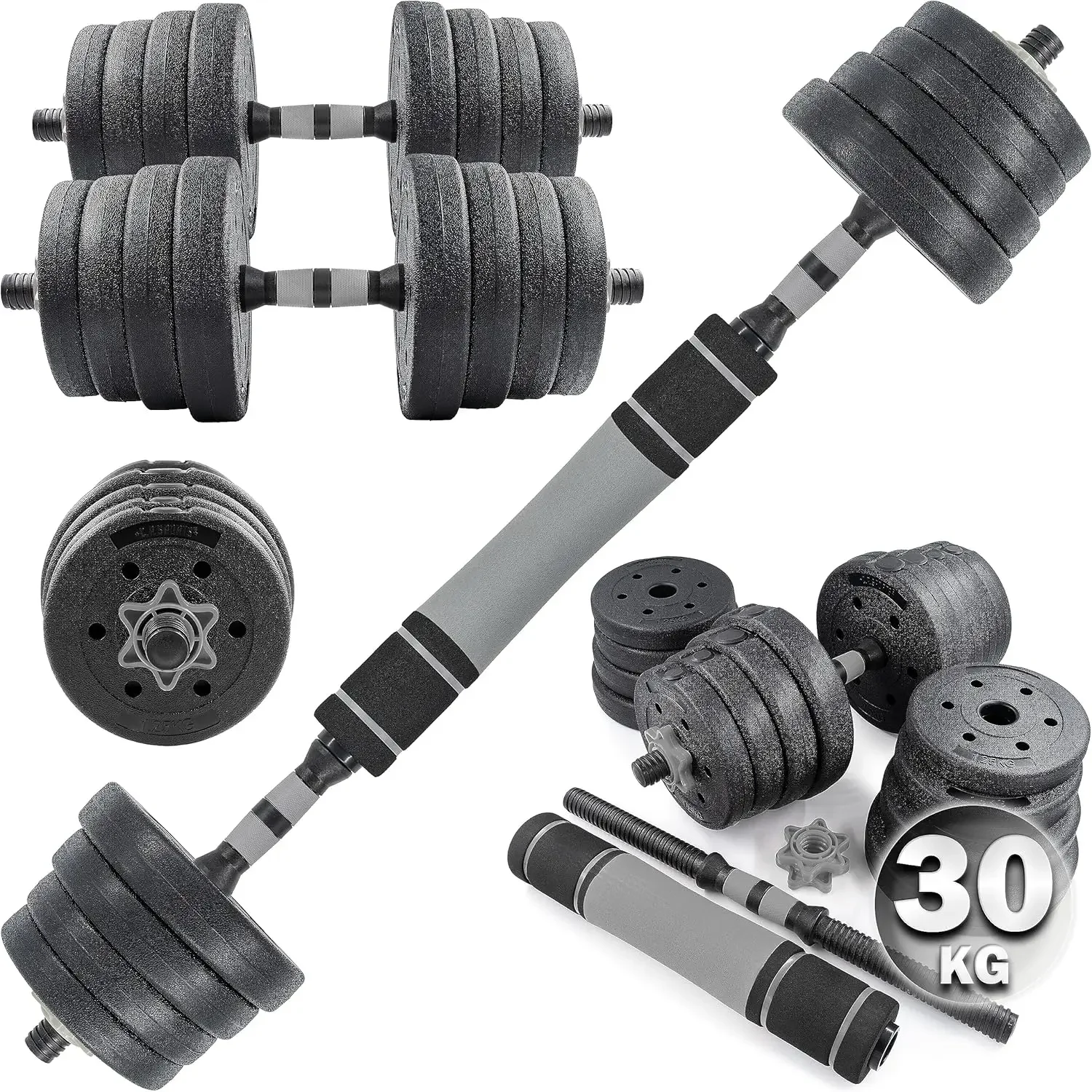 C.P.Sports 2in1 Kurzhantel & Barhantel Set 30kg / 40kg |   Hantelscheiben – Gewichte –