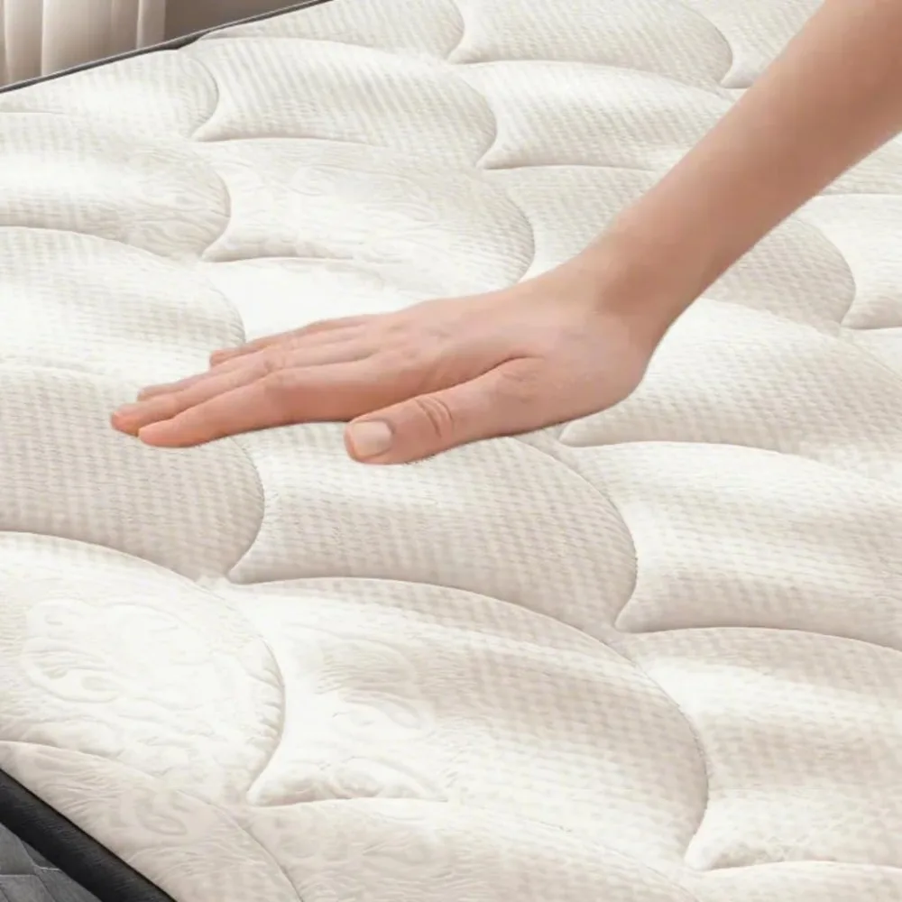 12-inch Hybrid Mattress, Pocket Coil, Cooling Gel Memory Foam, Quilted Cover, Pressure Relief, and Motion Isolation