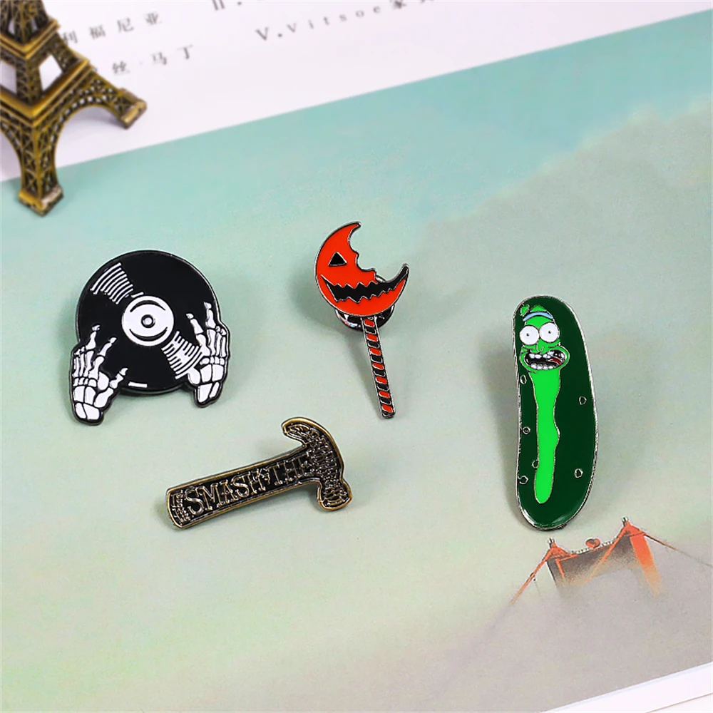 30 Styles Punk Halloween Party Pins Gothic Skull Witch Magic Enamel Brooch Dark Pumpkin Fire Hand Bag Lapel Badge Friend Jewelry image 4