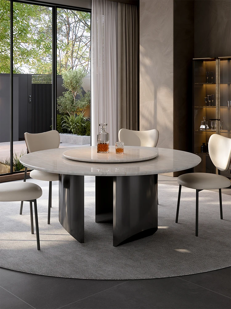 

Natural luxury stone Kali ice jade natural luxury stone dining table round Italian light luxury dining table