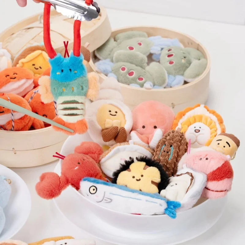 海洋動物のペンダント、シーフードマーケット、海のぬいぐるみ、水生動物の表情キーホルダー、クリエイティブな人形、男の子と女の子へのギフト