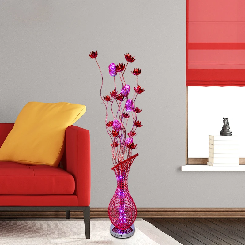 SAMAN Nordic Floor Lamp Modern Art Red Flower Living Room Sofa Bedroom Hotel LED Originality Decorative Standing Light