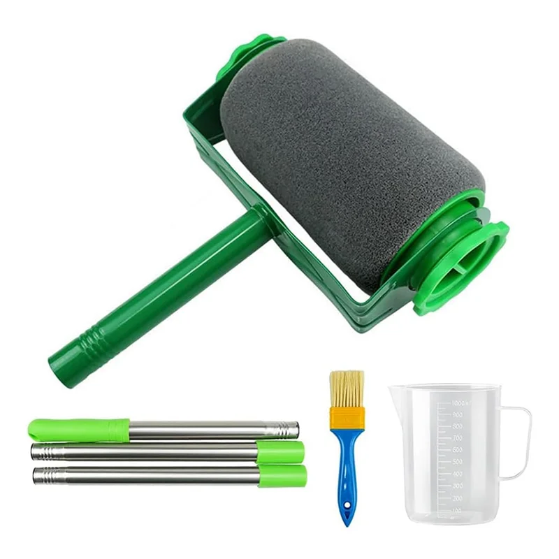 

Стильный профессиональный набор малярных валиков из 6 предметов для стен и потолков — выдвижная кисть, лоток, ролики, мешалка — не капельный