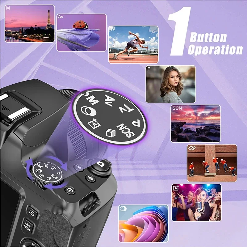 كاميرا رقمية بتركيز تلقائي ، 4K ، 64 ميجابكسل ، تقريب بصري 10X ، tiktoks ، INS ، تصوير احترافي ، بث مباشر