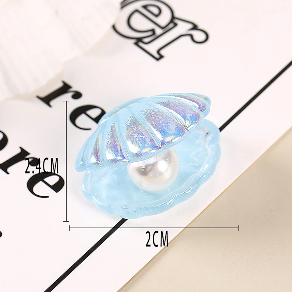 10Pcs Kawaii Cute Color Plated Pearl Shells Mermaid Shells 3D Art Design Colorful Resin Decoration DIY Mermaid Party Decoration