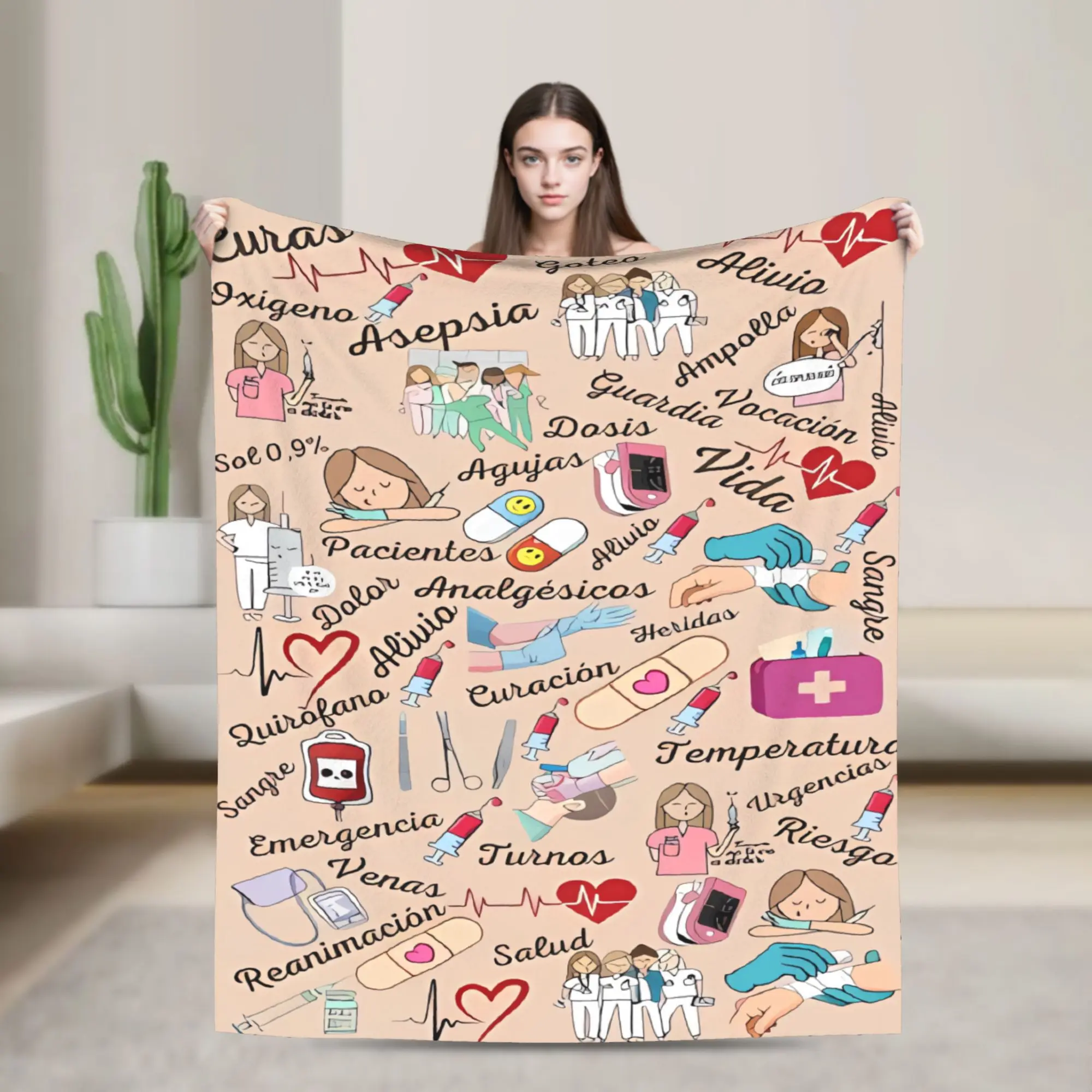 Custom Enfermera En Apuros Doctor Nurse Medicine Soft Warm Blanket Plush Bedding Throws Living Room Flannel Bedspread Bed Cover