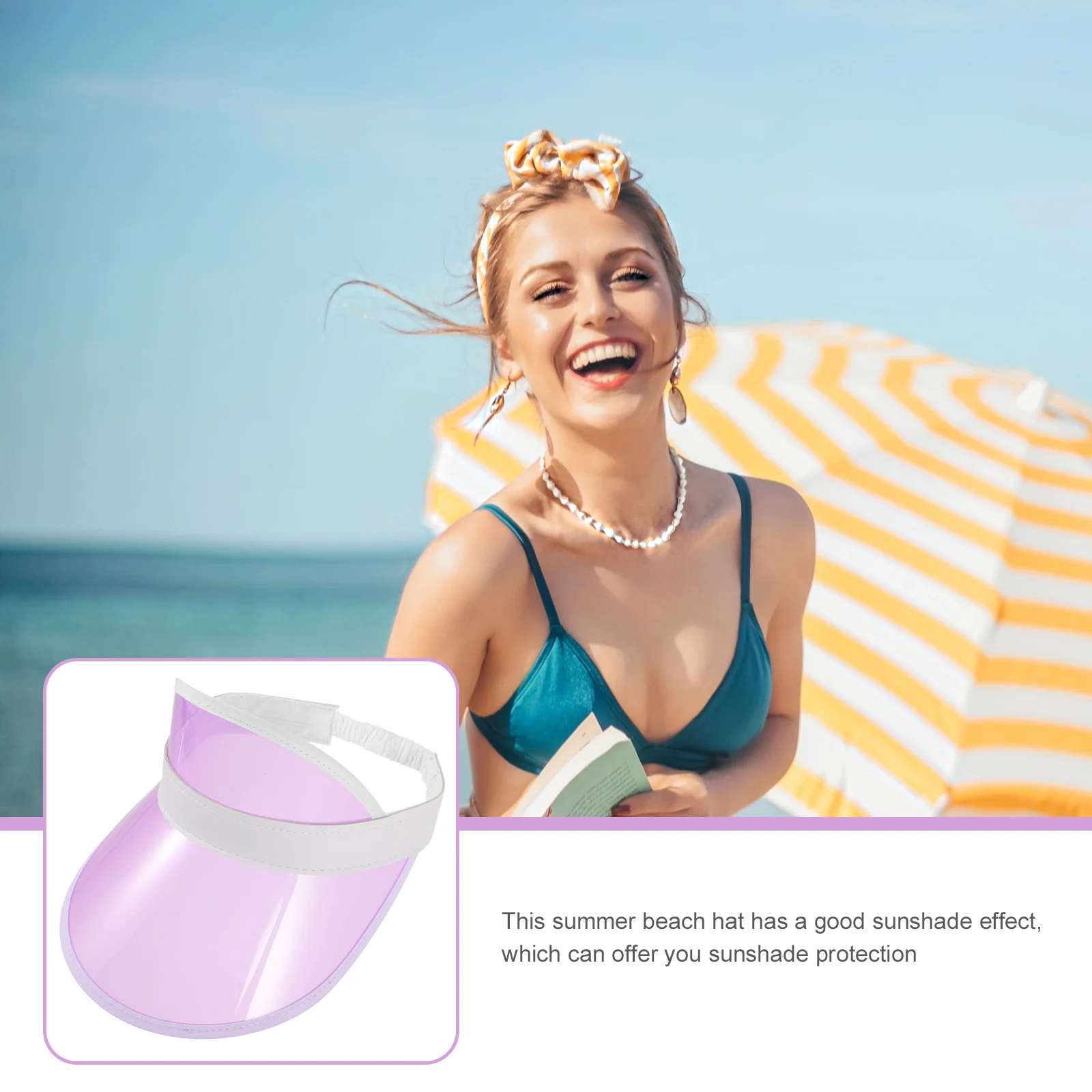 

Pvc Visor Sun Hat Adjustable Straps Women Beach Wide Brim Hats Portable Clear Visor Sun Protection Outdoor Activities Visors