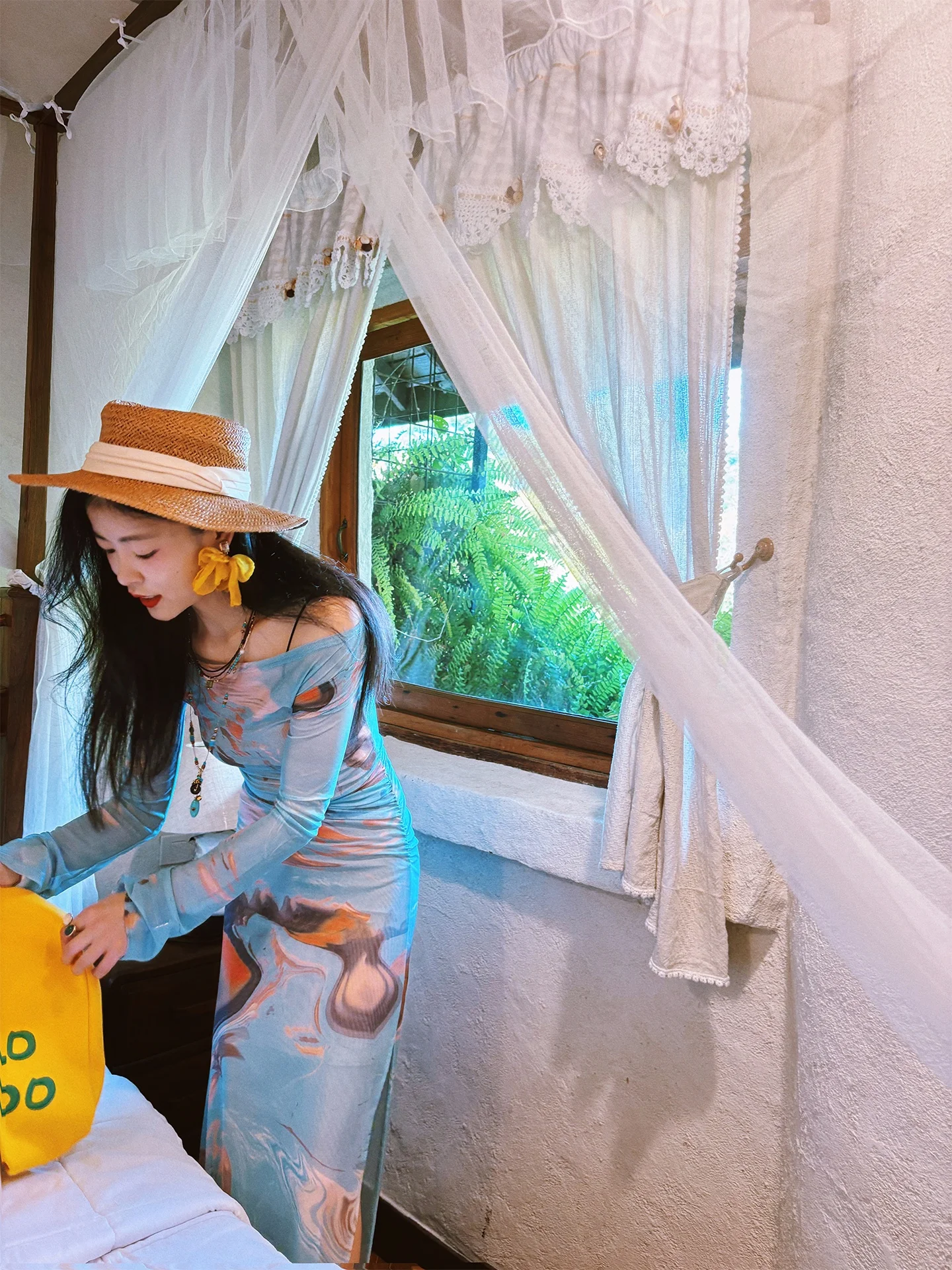 

Blue Slimming Me Dr Island Vaion Sexy Long Split Skirt Soft Fabric A-Line Silhouette Spring Summer Women's Faion