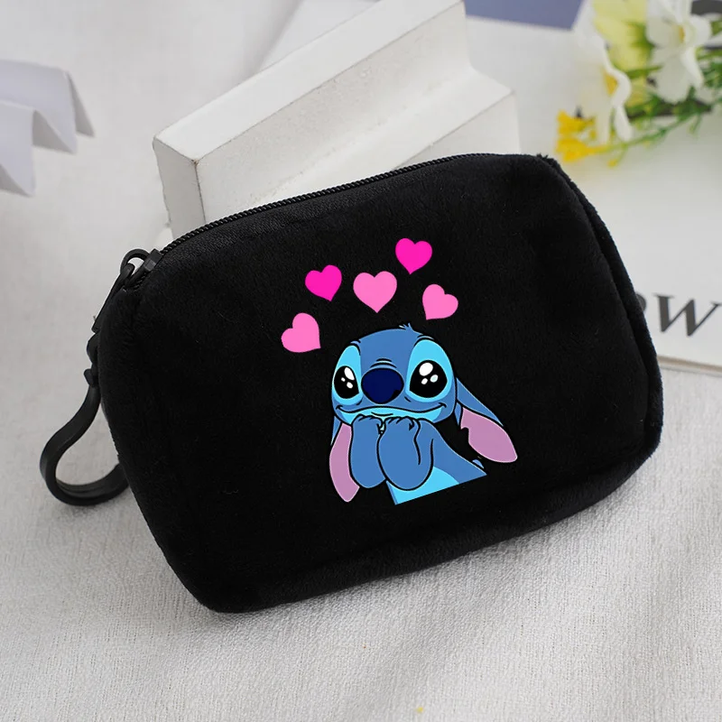 

Disney Lilo & Stitch Plush Coin Purse Kawaii Stich Canvas Square Storage Bag ID KeyCase Women Wallet Handbag Kids Girls Purses