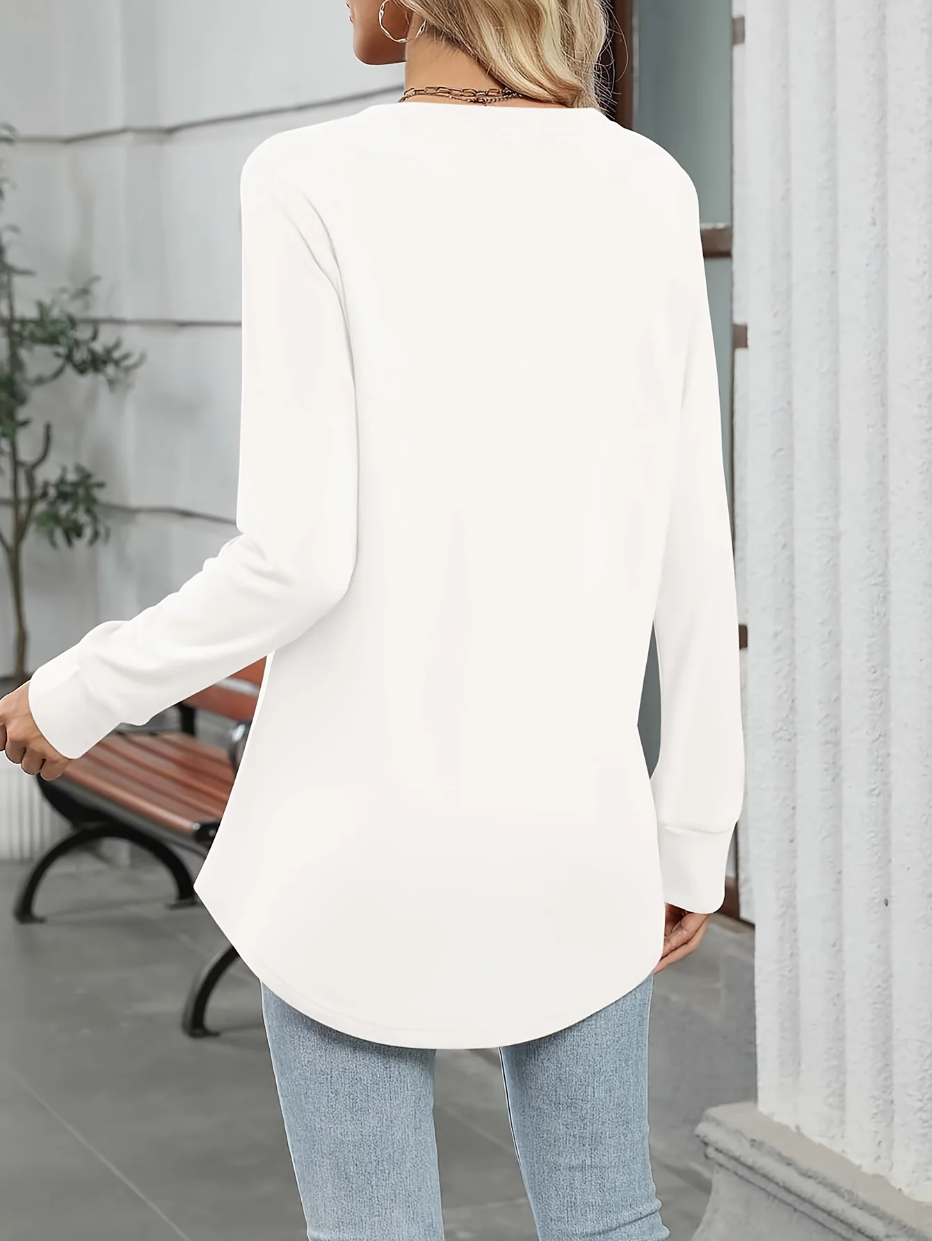 بلوزة نسائية خريفية كاجوال ومريحة بأكمام طويلة ورقبة دائرية مصممة للتنقل اليومي متعدد الاستخدامات #2