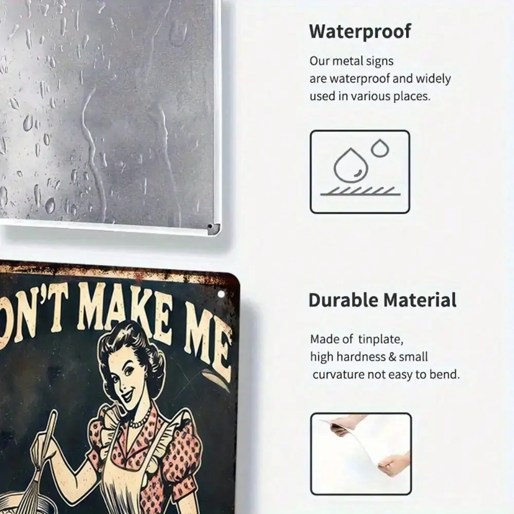 1 قطعة علامة معدنية عتيقة "لا تجعلني سمك طعامك" - ديكور مطبخ مضحك، فن جداري من القصدير عالي الجودة، هدية روح الدعابة #6