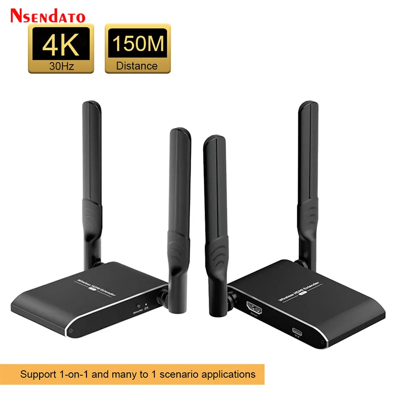 4K 150m HDMI-Compatible Wireless Extender HDMI-Compatible Video Transmitter Receiver for PS4 Camera Laptop PC to TV Monitor