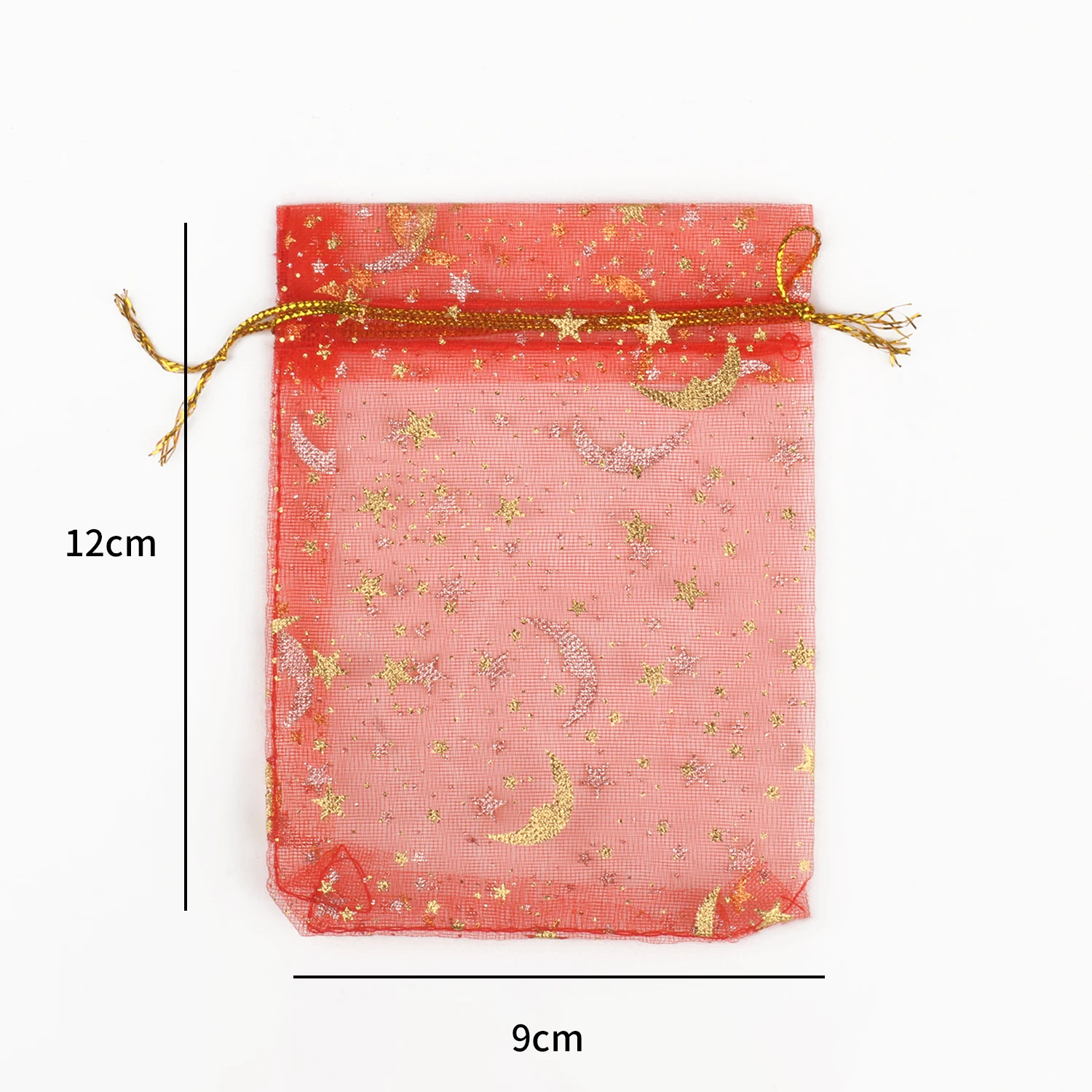 50pcs/lot Printing Moon Star Organza Bags 7x9 9x12 11x16 13x18cm Christmas Drawstring Gift Bag Charm Jewelry Packaging Bags