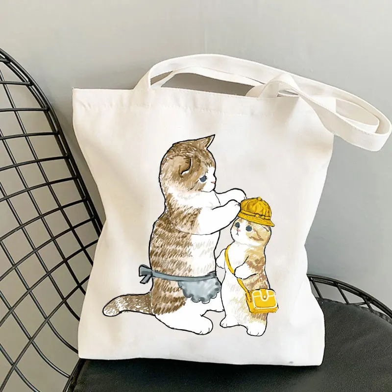 kawail Cat Shopper Bolso Tote Reusable Net Ecobag Cabas Shopping Bag Shopping Handbag Bag Bolsa Compra Plegable Jute Bag Bolsa